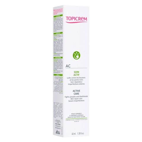 Kem Dưỡng Giảm Mụn Topicrem AC Active Care 40ml - Dưỡng Ẩm, Làm Dịu Da Mụn, Thích Hợp Cho Da Nhạy Cảm
