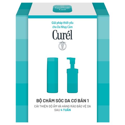 Bộ Sản Phẩm Curél Chăm Sóc Da Cơ Bản 1 - Sữa Dưỡng Cấp Ẩm 120ml & Sữa Rửa Mặt Dạng Bọt 90ml - Dưỡng ẩm cho da nhạy cảm, khô ês