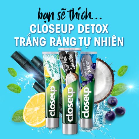 Kem Đánh Răng Closeup Detox Trắng Răng Tự Nhiên 230g - Làm Trắng Răng Hiệu Quả Gấp 2.5 Lần Với Khoáng Đất Sét & Hơi Thở Thơm Mát