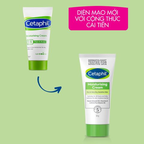 Kem Dưỡng Ẩm Cetaphil 50g Cho Da Khô, Nhạy Cảm - Cấp Ẩm Suốt 48 Giờ, Không Nhờn Rít, Giúp Bảo Vệ Hàng Rào Da