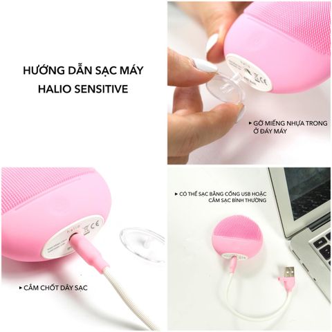 Máy Rửa Mặt Halio Sensitive - Thiết Bị Làm Sạch Và Massage Da Nhạy Cảm, Công Nghệ Sonic Wave, Chống Nước IPX7, 2 Màu Sắc Thời Trang
