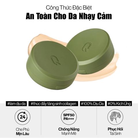 Siêu Phấn Nước Glamrr Q 15g Vegan Super Glow Cushion SPF50+/PA++++ - Phấn Trang Điểm Căng Bóng Chăm Sóc Da, Ngăn Ngừa Nắng
