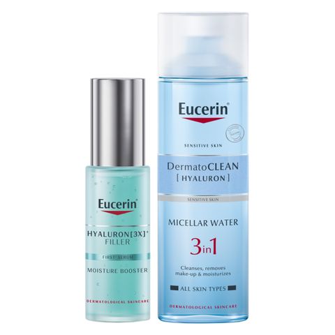 Combo Eucerin nước tẩy trang DermatoCLEAN và tinh chất cấp ẩm Hyaluron
