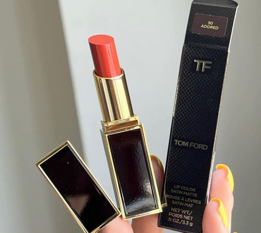 Son Tom Ford Lip Color Satin Matte Màu 50 Adored - Son Môi Đỏ Cam Cháy Chất Lì Mượt Mà, Xu Hướng 2023, Thỏi 3.3g