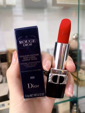 Son Dior Rouge Velvet 999 Đỏ Tươi - Son Môi Lì Chất Nhung Mịn, Quyến Rũ Dành Cho Phái Đẹp, Thỏi 3.5g Chính Hàng Pháp