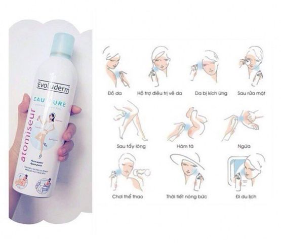 Xịt Khoáng Dưỡng Da Evoluderm Eau Pure 150ml - Nước Khoáng Tự Nhiên Cấp Ẩm, Làm Dịu Da Hỏng Kích Ứng Từ Pháp