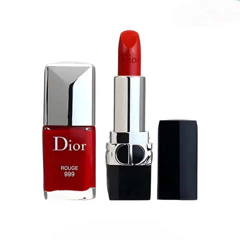 Set Quà Tặng Cao Cấp Dior Rouge 3 Món - Son Dior 999 Satin, Sơn Móng Đỏ 999, Gương Sang Trọng - Quà Tặng Hoàn Hảo cho Nàng