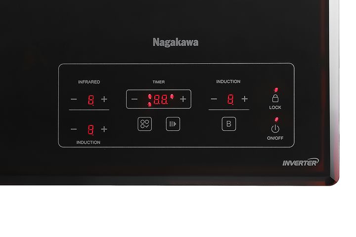 Bếp từ hồng ngoại Nagakawa NAG1253M 3 vùng nấu 5600W, mặt kính Ceramic bền đẹp, công nghệ Inverter tiết kiệm điện, nấu ăn nhanh chóng, tiện lợi.