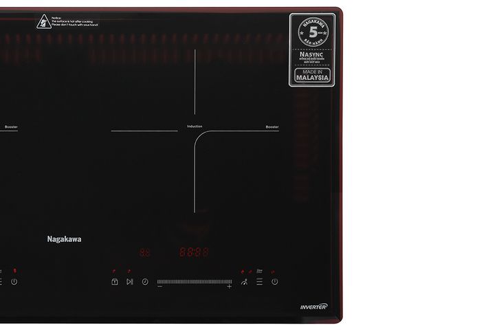 Bếp Từ Đôi Nagakawa NK2C08MS - Bếp Âm Sang Trọng, Tiết Kiệm Điện, Mặt Kính Schott Ceran Chịu Nhiệt, Công Nghệ Inverter