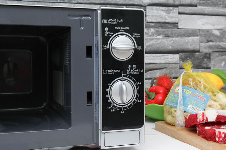 Lò Vi Sóng Sharp R-203VN-M 20 Lít - Kiểu Dáng Sang Trọng, 800W, Đèn Quan Sát, Nấu Nhanh, Hẹn Giờ Tiện Lợi, Dễ Dàng Vệ Sinh