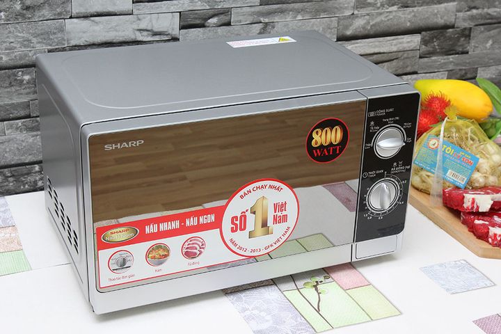 Lò Vi Sóng Sharp R-203VN-M 20 Lít - Kiểu Dáng Sang Trọng, 800W, Đèn Quan Sát, Nấu Nhanh, Hẹn Giờ Tiện Lợi, Dễ Dàng Vệ Sinh