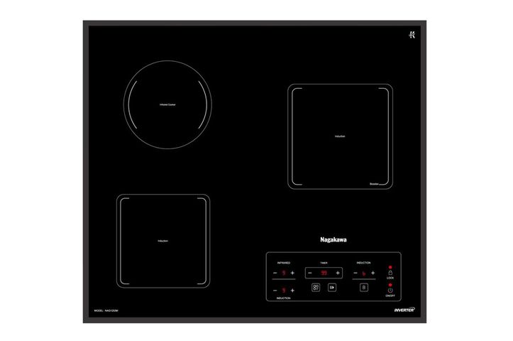 Bếp Từ Đôi Nagakawa NK2C22MB UltraSlim - Thiết Kế Sang Trọng, Công Nghệ Inverter Tiết Kiệm Điện, Chức Năng Booster Nấu Nhanh, Đảm Bảo An Toàn