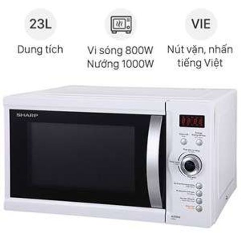 Lò Vi Sóng Cơ Nướng Sharp R-G371VN-W 23 Lít - Tiện Ích Đa Năng, Thiết Kế Sang Trọng, Công Suất 800W Nấu Nướng Hiệu Quả