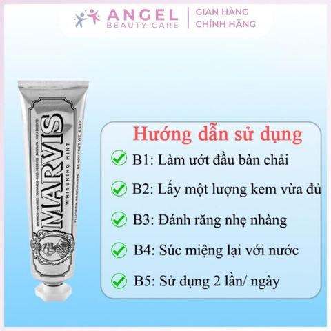 Kem Đánh Răng Marvis Whitening Mint 85ml - Làm Trắng Răng, Thơm Mát