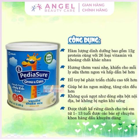 Sữa Pediasure Mỹ Grow & Gain 400g Hương Vani