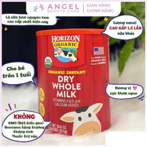 Sữa Tươi Horizon Organic Dry Whole Milk Dạng Bột 870g