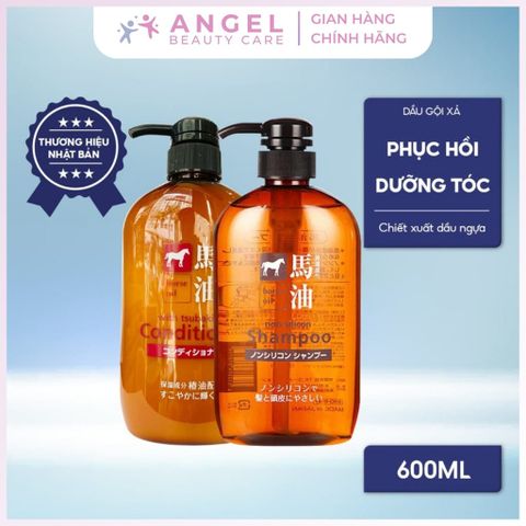 Cặp dầu gội xả Horse Oil Non Silicon 600ml dưỡng tóc mềm mượt giảm khô xơ
