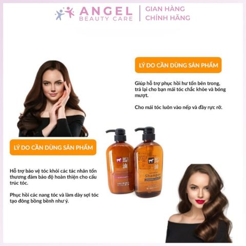Cặp dầu gội xả Horse Oil Non Silicon 600ml dưỡng tóc mềm mượt giảm khô xơ