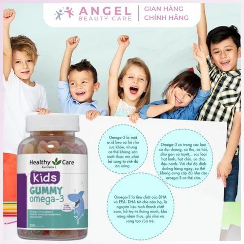 Kẹo dẻo bổ mắt Healthy Care Kids Gummy Omega 3 Úc, 250 Viên