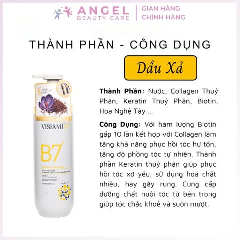 Bộ Dầu Gội Xả Visiami Biotin B7 Nhuỵ Hoa Nghệ Tây Saffron 780ml