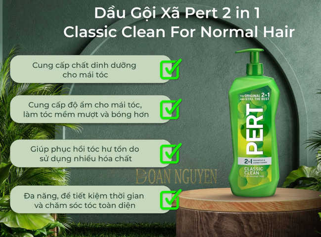Dầu Gội & Xã Pert Classic 2In1 1L - Sản Phẩm Chăm Sóc Tóc Hiệu Quả, Giúp Tóc Sạch, Mềm Mượt Và Dễ Chải