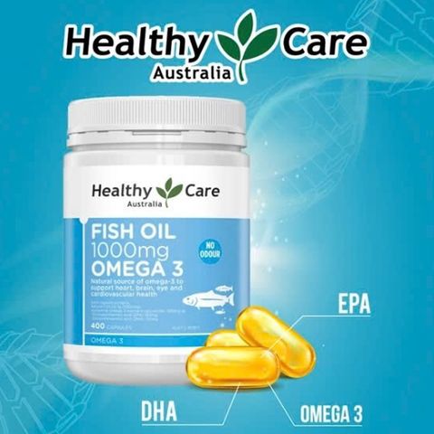 Dầu cá Fish Oil 1000mg Omega-3 Healthy Care Úc 400 viên