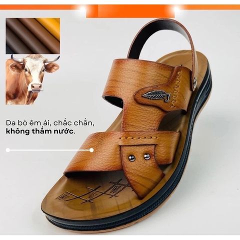 Dép Quai Hậu Nam Da Cao Cấp - Sandal Thời Trang Đi Làm, Đi Chơi Sang Trọng 0A3, Phong Cách Thanh Lịch Cho Nam