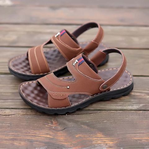 Giày Dép Nam Da Xăng Đan Cao Cấp - Sandal Đế Khâu 2 Màu Có Logo Ploveerr - Thời Trang Thoải Mái, Đẹp Mắt