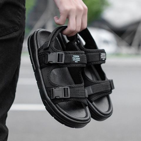 Sandal Nữ Nam 2 Quai Ngang Sport Khóa Bấm Cao Cấp Đen - Dép Học Sinh Thời Trang Mới Nhất 2023