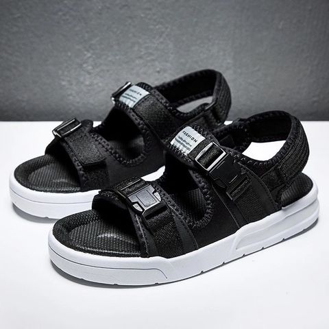Sandal Nữ Nam 2 Quai Ngang Sport Khóa Bấm Cao Cấp Đen - Dép Học Sinh Thời Trang Mới Nhất 2023
