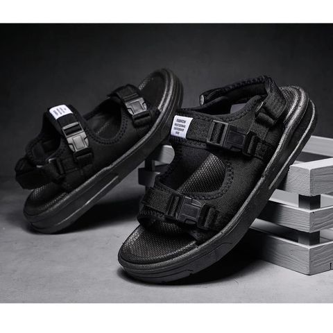Sandal Nữ Nam 2 Quai Ngang Sport Khóa Bấm Cao Cấp Đen - Dép Học Sinh Thời Trang Mới Nhất 2023