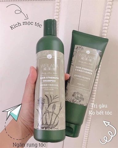 Dầu Gội Weilaiya Mọc Tóc & Giảm Gàu - Bộ 2 Chính Hãng Hàn Quốc (Kèm Bộ Mini Du Lịch) - Dưỡng Tóc Khỏe Mạnh, Giảm Ngứa Da Đầu