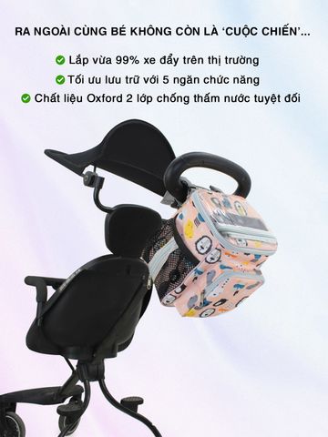 Túi Đựng Đồ Treo Xe Đẩy Em Bé OFFICE CHILL - 5 Ngăn Chống Thấm, Gắn Dễ Dàng, Tiện Lợi Cho Mẹ Khi Ra Ngoài