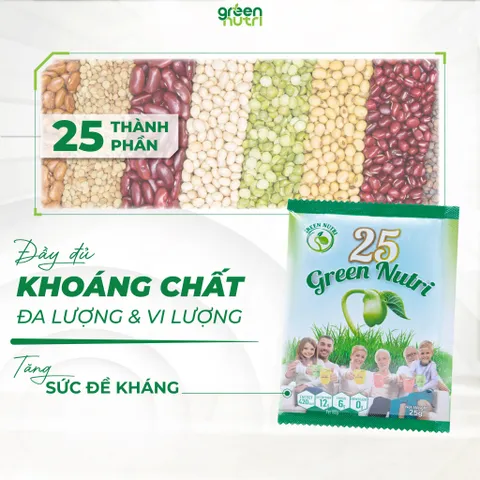 Ngũ Cốc Dinh Dưỡng 25 Green Nutri Có Tảo Xoắn - Sữa Hạt Thực Vật Nhập Khẩu, 625gr Hộp Giấy, Vegan, Chống Oxy Hóa, Trẻ Hóa Da