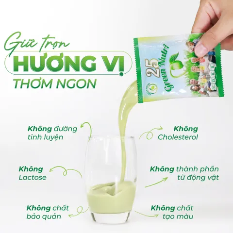 Ngũ Cốc Dinh Dưỡng 25 Green Nutri Có Tảo Xoắn - Sữa Hạt Thực Vật Nhập Khẩu, 625gr Hộp Giấy, Vegan, Chống Oxy Hóa, Trẻ Hóa Da