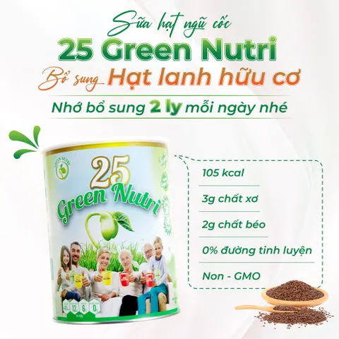 Sữa Hạt Ngũ Cốc 25 Green Nutri 750g nhập khẩu Malaysia - Giàu tảo xoắn, thanh lọc cơ thể, tốt cho tiêu hóa, thuần chay