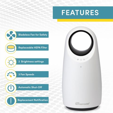 Máy Lọc Không Khí Không Cánh Quạt Make Lemonade Halo ML-AC150 - Thiết Kế Đột Phá, Lọc HEPA 99,97%, An Toàn & Tiện Dụng Cho Gia Đình