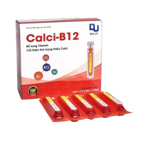 Calci B12 Đại Uy - Hộp 20 ống bổ sung Canxi và Vitamin B12 cho trẻ em và người lớn, hỗ trợ tăng cường sức khỏe