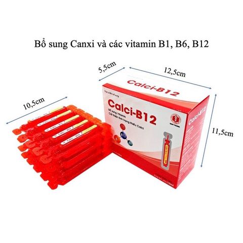 Calci B12 Đại Uy - Hộp 20 ống bổ sung Canxi và Vitamin B12 cho trẻ em và người lớn, hỗ trợ tăng cường sức khỏe