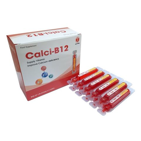 Calci B12 Đại Uy - Hộp 20 ống bổ sung Canxi và Vitamin B12 cho trẻ em và người lớn, hỗ trợ tăng cường sức khỏe