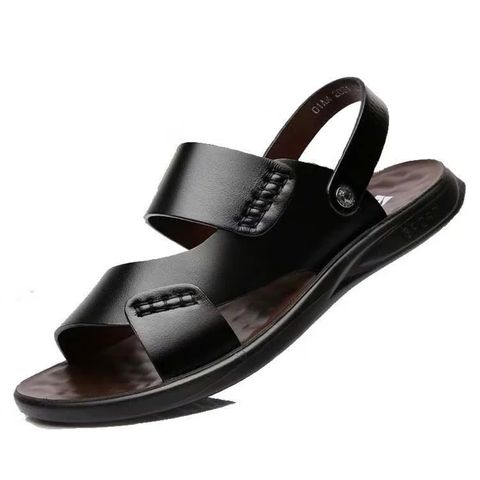 Dép Sandal Nam Da Cao Cấp 2 Quai Chống Nước - Đế êm, Phong Cách Thể Thao, Học Tập, Công Sở