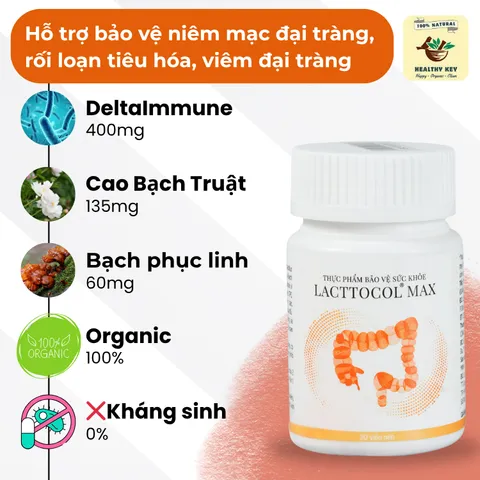 Viên Nén Lacttocol Max Hỗ Trợ Tiêu Hóa - Giảm Đầy Bụng, Khó Tiêu, Cải Thiện Đại Tràng - Thành Phần Organic 30 Viên