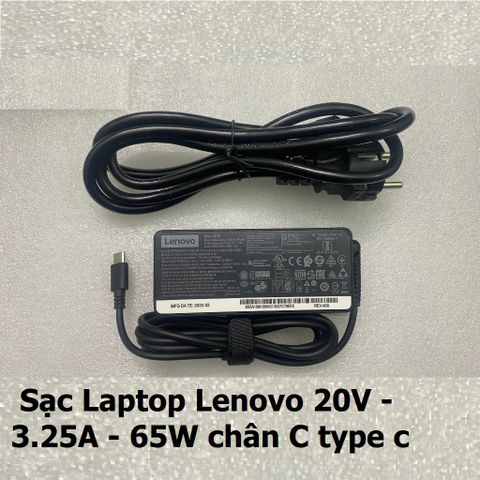 Sạc Laptop Lenovo 20V 3.25A 65W chân C Type C - Adapter Chính Hãng cho ThinkPad Yoga, Miix, Ideapad