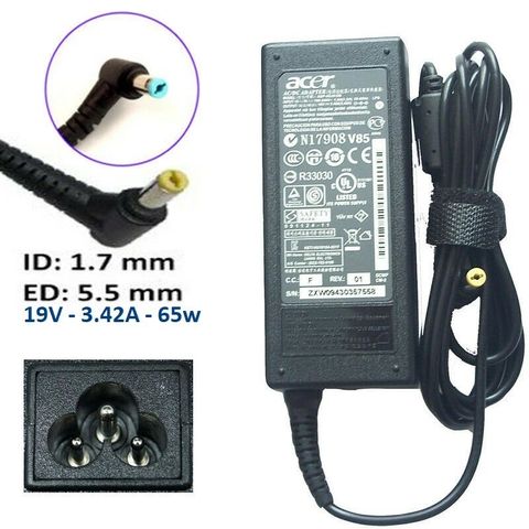 Sạc Laptop Acer 19V 3.42A 65W Chân Vàng 5.5 x 1.7mm - Sạc Chính Hãng Chất Lượng Cao Cho Laptop Acer