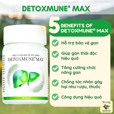 Viên Nén Detoxmune Max - Hỗ Trợ Thải Độc Gan, Thanh Lọc Cơ Thể Từ Thiên Nhiên, Giảm Mệt Mỏi Sau Uống Rượu, 30 Viên