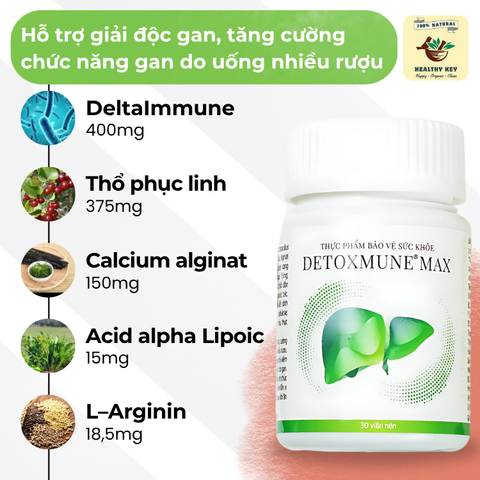 Viên Nén Detoxmune Max - Hỗ Trợ Thải Độc Gan, Thanh Lọc Cơ Thể Từ Thiên Nhiên, Giảm Mệt Mỏi Sau Uống Rượu, 30 Viên