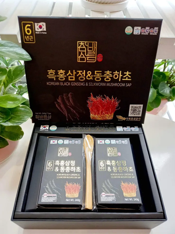 Cao Hắc Sâm Đông Trùng Hạ Thảo Chambarunsam Hàn Quốc 240g Set 2 Lọ - Tăng Cường Sức Đề Kháng, Bồi Bổ Cơ Thể, Giảm Stress