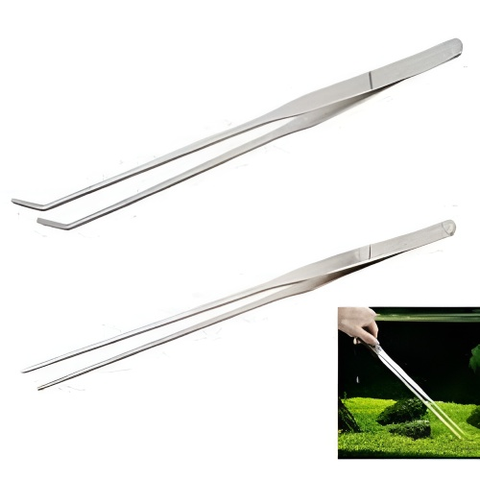Bộ Nhíp Thủy Sinh Thẳng & Cong - Dụng Cụ Trồng Cây & Gắp Thức Ăn Hồ Cá - Kích Thước 27-47cm, Chất Liệu Thép Không Rỉ