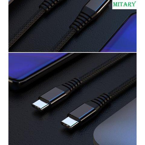 Cáp Sạc Nhanh 60W Type C Bọc Dù - Công Nghệ Power Delivery PD3.0 Truyền Dữ Liệu Tốc Độ Cao cho Samsung, LG, Sony