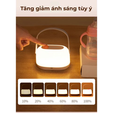 Đèn Ngủ Cho Bé Sơ Sinh Ánh Sáng Vàng Ấm, Bảo Vệ Mắt, Sạc Type C, Quai Xách Tiện Lợi MTR083